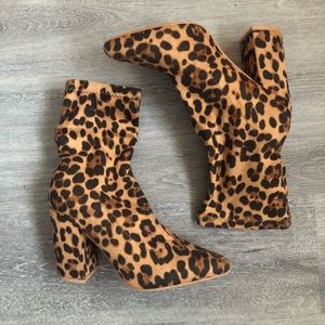 Leopard print sock boot